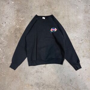 Vuarnet France Black Crewneck Sweatshirt Graphic Print Logo Size L